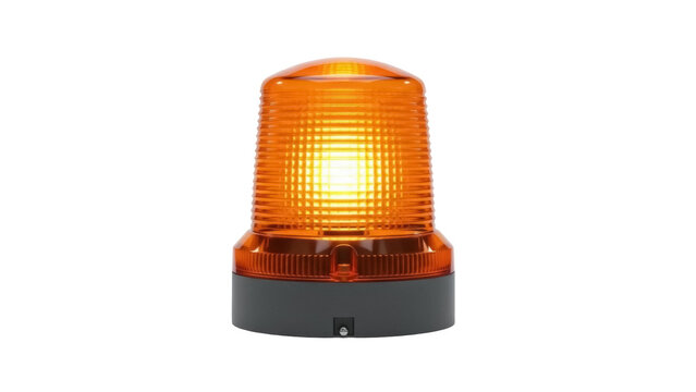 Amber warning light PNG isolated on transparent background, rotating beacon for construction and emergency vehicles