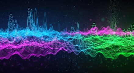 Vibrant digital waveform with colorful data visualization patterns