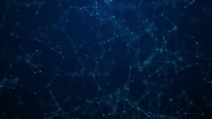 Abstract particle plexus background. Flowing data lines and glowing dots create a futuristic technology network in 4K. - Powered by Adobe