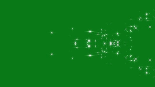4K twinkle sparkle stars animation on green screen background, white glitter sparkles trail, glowing pixie dust burst, magic doodle stars, fairy dust confetti fountain, chroma key sparkle loop