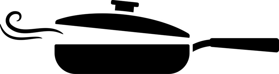 Frying pan with lid icon in flat style.