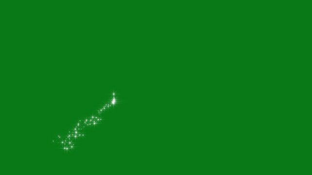 4K twinkle sparkle stars animation on green screen, white glitter sparkles trail, glowing pixie dust burst, magic doodle stars, fairy dust confetti fountain, chroma key looping sparkle effect