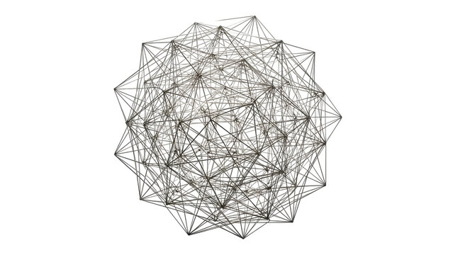 Complex geometric structure PNG isolated on transparent background, abstract wireframe design with intricate lines and connections for science and technology projects - Powered by Adobe