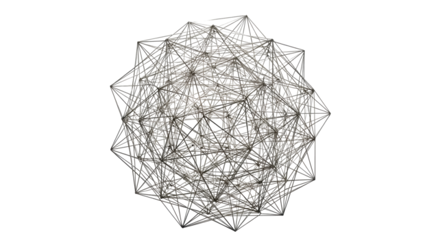 Complex geometric structure PNG isolated on transparent background, abstract wireframe design with intricate lines and connections for science and technology projects - Powered by Adobe