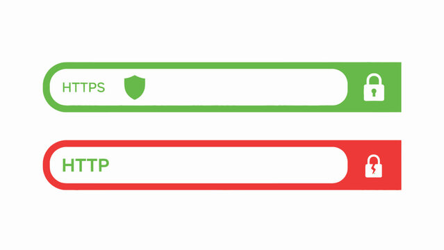 Difference between HTTPS and HTTP security protocols shown in a modern browser bar interface