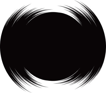 和風の筆書き円形フレーム　ブラック
