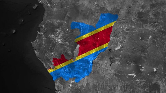 Zoom from Earth to the Republic of the Congo. (Country Flag) Documentary map animation. 3d satellite world map animation highlights country border views, tourism, and travel. 4k