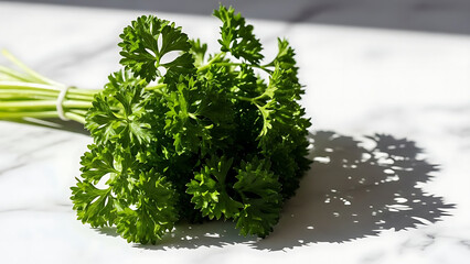 Parsley Herb Bunch on Marble Surface