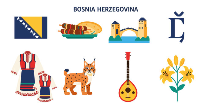 Bosnia Herzegovina cultural symbols and landmarks collection