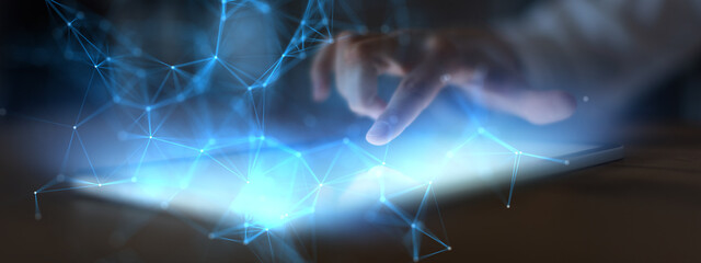 Telecommunication Networks and Artificial Intelligence Connections as Template for Text or Logo.