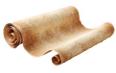 Antique styled scroll with detailed parchment texture suitable for calligraphy, writing, and vintage themed creative designs isolated on transparent background PNG