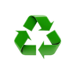 Obraz premium Recycling symbol with green arrows forming a circle on a white background with no background