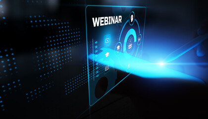 Webinar and Online Education Interface Displayed on a Digital Screen.