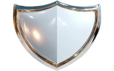 High quality metallic shield featuring polished surface and detailed beveled design ideal for medieval, fantasy, and game artwork isolated on transparent background PNG