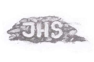 JHS Drawing in Ash Isolated on White Background, Ash Wednesday Concept