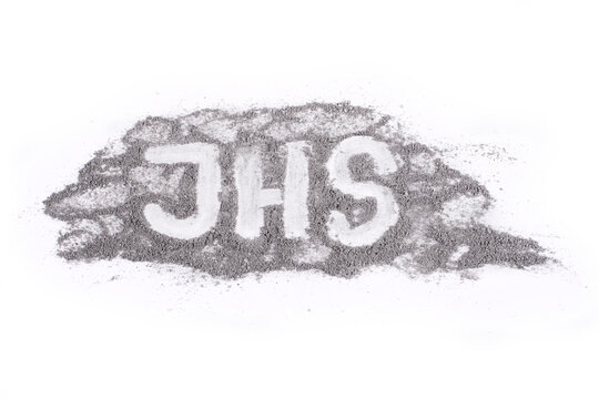 JHS Drawing in Ash Isolated on White Background, Ash Wednesday Concept