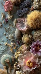 Colorful underwater coral reef with diverse marine life and vibrant flora in a serene ocean setting