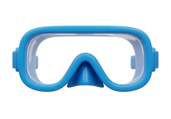 Blue swimming goggles on black background for diving and snorkeling