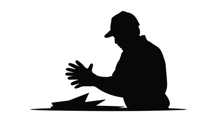 Man in silhouette throwing papers in frustration