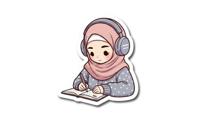 cute stickers of hijab-wearing girls
