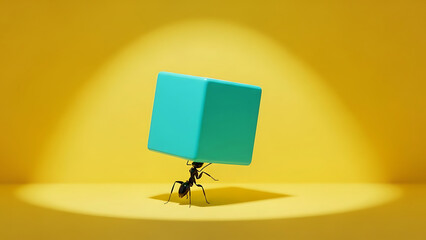 Ant with Turquoise Cube