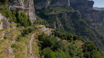 Fototapeta premium Sentiero degli Dei, Italy, aerial drone view