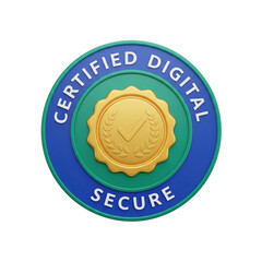 Fototapeta premium Certified digital security seal icon on a clean white surface with no background
