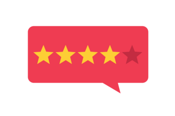 Customer star rating speech bubble icon for feedback, review, rating, apps and user experience design