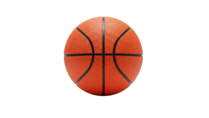 Orange basketball isolated PNG, sports equipment for team games and physical activity on transparent background