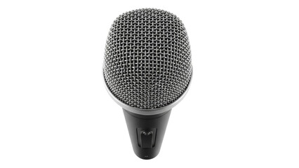 Black dynamic microphone isolated PNG on transparent background, professional audio equipment for...