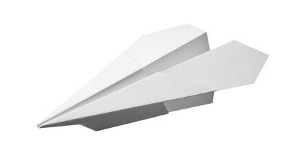Paper airplane isolated PNG on transparent background, origami aircraft for travel and childhood themes, simple folded toy © Maria