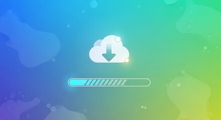 Cloud Download Progress - Digital Data Transfer and Storage Illustration.