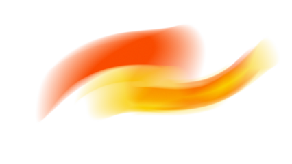 Abstract red and yellow soft flowing brush stroke on transparent background.