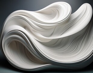 abstract white sculpted form flowing curves a smooth organic shape resembling a swooping ribbon or a reclining object light and shadow accentuate the design