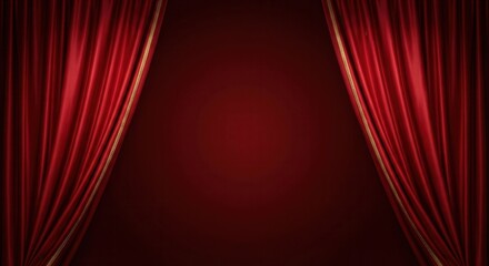 Red velvet curtains opening on a dark stage, perfect for a theatrical background or grand announcement.