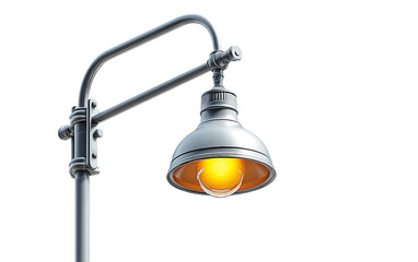 Elegant street lamp with glowing bulb and metallic structure suitable for night scenes, outdoor decoration, and architectural visuals isolated on transparent background PNG