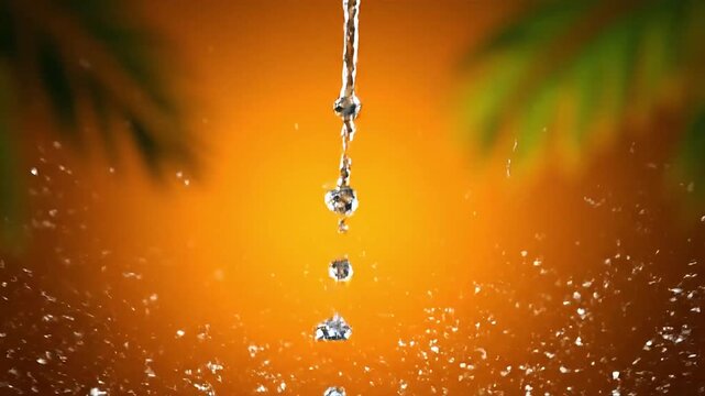 Juicy ripe mango wedges rising with a refreshing water splash in slow motion