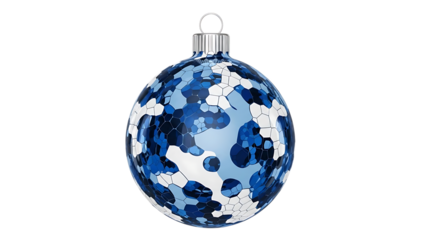 Blue and white patterned christmas ornament isolated on white background