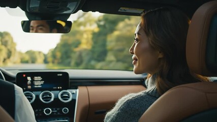 Woman sitting in car interior