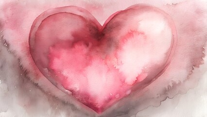Fototapeta premium Watercolor Heart With Pink And Red Hues On White Background Artistic Representation Of Love And Emotion