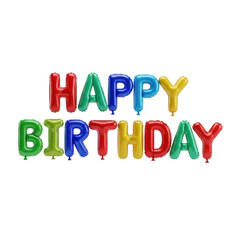 Celebratory balloon message for birthday isolated on transparent background