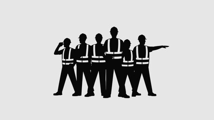 Construction workers in reflective vests standing together