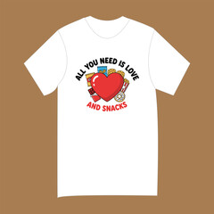 Cute Foodie Graphic Tee with Heart Illustration