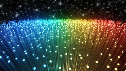 Colorful Abstract Visualization of Lights and Lines in Dark Background