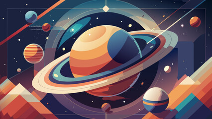 Minimal Geometric Planet Vector Poster Collection