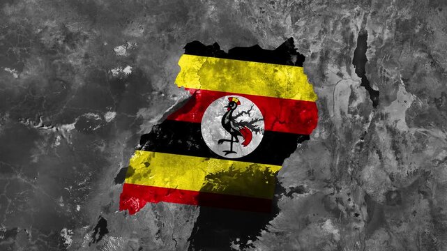 Zoom from Earth to Uganda. (Country Flag) Documentary map animation. 3d satellite world map animation highlights country border views, tourism, and travel. 4k