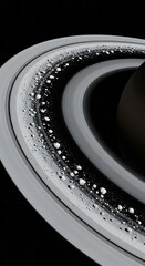 Detailed View of Saturn's Rings with Ice Particles and Dark Planetary Surface