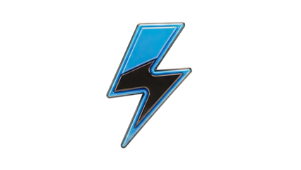 Blue and Black 3D Lightning Bolt Icon