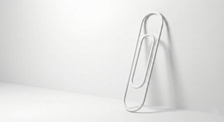 Large white paperclip on clean white background