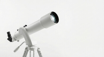 Modern white telescope on tripod for stargazing and astronomy